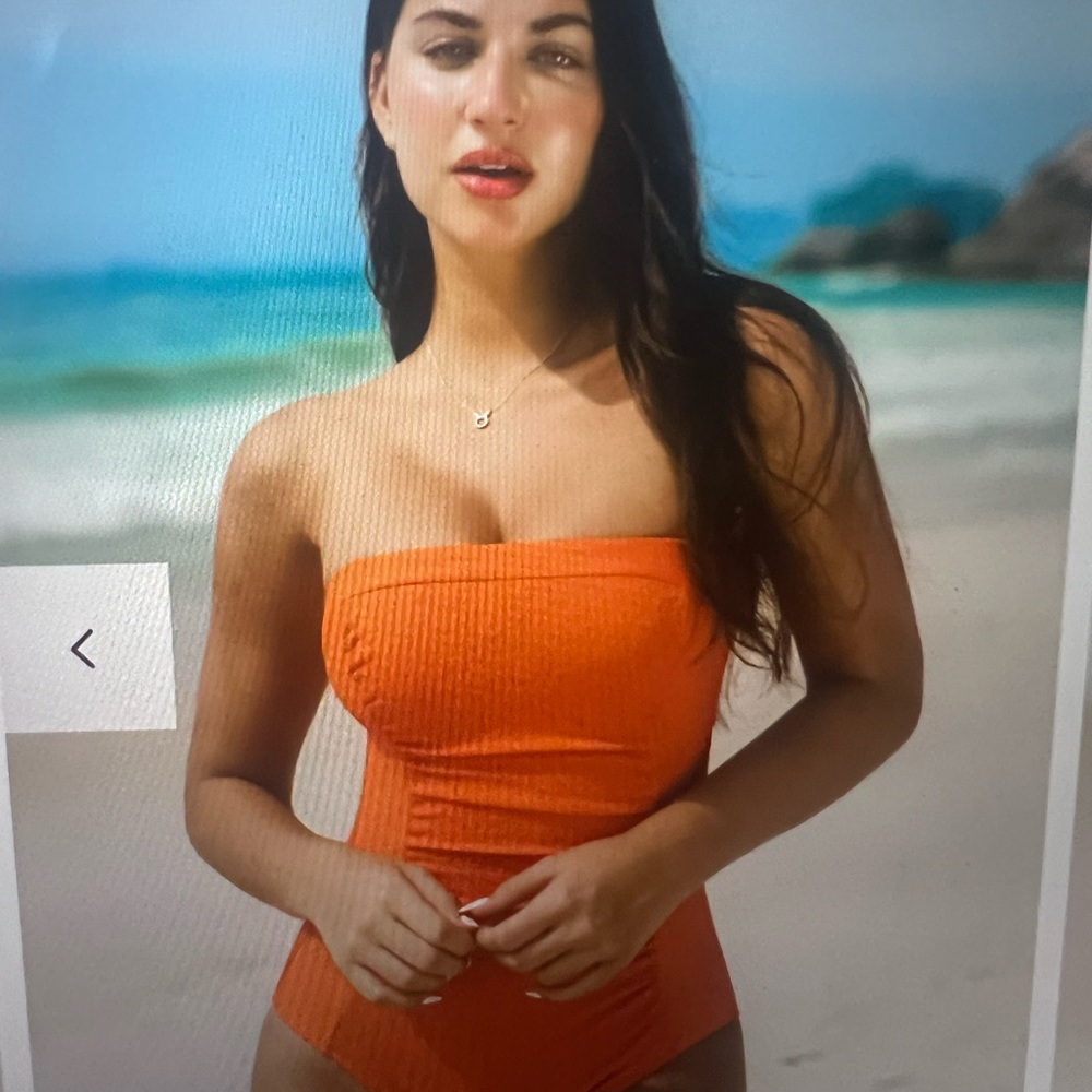 Square neck tummy control one piece.